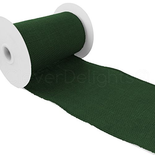 CleverDelights 6 Burlap Ribbon - Wired Finished Edges - 10 Yards - Green - Tight Weave
