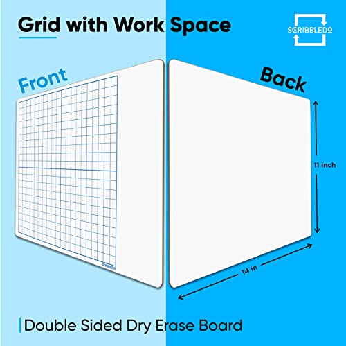 Dry Erase Graph Whiteboard 11"X14" Double Sided Dry Erase Board With Grid For Home School Classroom Kids And Students Portable Grid Board For Graphing And Geometry Coordinate Plane #TOP2