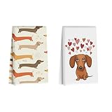 Aurelx 2 Stück Dackel Handtuch Set, Saugfähig Handtücher Küche 40 x 60 cm, Hund Geschirrtücher Microfaser für Zuhause & Küche, Ideal Dackel Geschenke für Dackelliebhaber