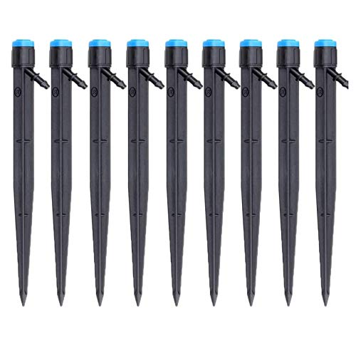 LXcom Irrigation Drippers Micro Spray Adjustable Drip Emitters 360 Degree Full Circle Pattern Water Flow Irrigation Drippers System Parts Drip Irrigation for 4mm/7mm Tube, 50 Pack