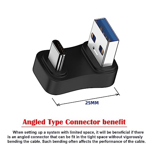 chenyang USB 3.0/3.1 Connector USB C to USB 3.0 Data 10Gbps Charge Adapter 180 Degree U Shape UP Angled, Black - Image 4
