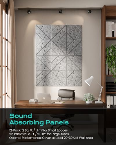 Image of 18 Pack Geometric Design Sound Proof Foam Panels for Walls 12 inchx12 inchx0.4 inch Fabric