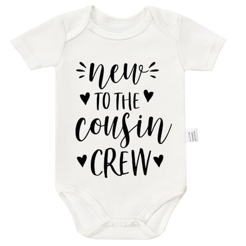 TENUB New to the Cousin Crew Bodysuits, Personalized Baby Gifts, Cotton Romper Short Sleeve Infant Toddler Outfits Jumpsuit, Newborn Gifts Unisex Boys Girls (White, 0-3 Months)