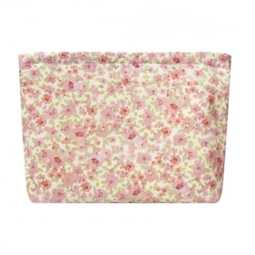 Torytoe Neceser de Maquillaje Mujer, Neceser Viaje con Cremallera Bolsa Maquillaje Portátil Bolsa de cosméticos para Las Niñas Que Viajan a Casa de Compras (Flores Rosas pequeñas)