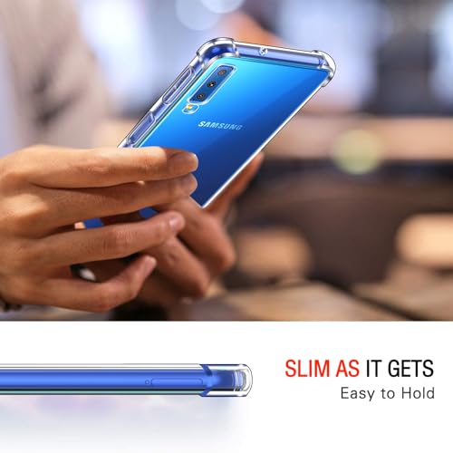 Image of Lustree Back Cover Transparent Case Compatible with Samsung Galaxy A7 2018 | Clear + TPU Case with 4 Corner Air Cushion Protection & Camera Protection | Slim& Stylus Cover