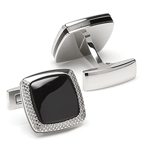 Onyx Cushion Stainless Steel Cufflinks #TOP1