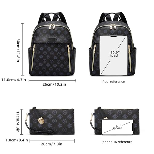 Image of Backpacks for Women Fashion PU Leather Bag Multipurpose Design Convertible Satchel Bag Travel Backpack Handbag and Purse 2Pcs