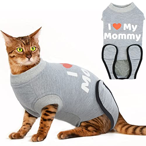 Bonaweite Cat Recovery Suit, Cat Onesie for Cats After Surgery, Cat Surgical Recovery Suit Male Female Neuter, Cat Pajamas Body Suit Post Surgery, Kitten Spay E-Collar Cone Alternative Anxiety Vest