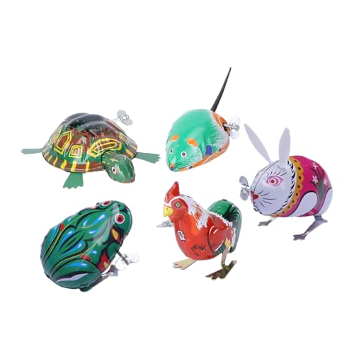 5 Piezas De Juguetes De Hojalata De Cuerda Bolsas Cesta para Niños Retro Juguetes De Cuerda para Caminar De Rana De