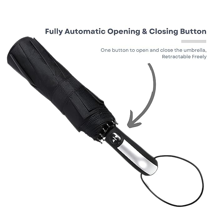 GLITZEN Umbrella for Men, Automatic 23 inch Large Size Folding Black Umbrella, Umberallas for Rain Big Size Men, Umberalla Large for Man,Women,Kids,Girls,Boys - 3 Fold with Auto Open and Close 4