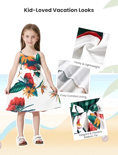 Image of PATPAT Family Matching Outfits Mommy and Me Dresses Hawaiian Tropical Vacation Beach Spaghetti Strap Dress and Shirt