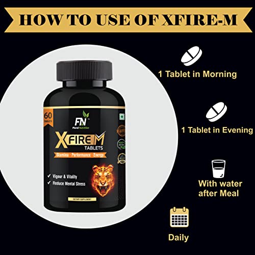 Floral Nutrition X-FireM Himalayan Shilajit, Ashwagandha, Safed Musli, Gokshura, Shatavari & Ginseng - 60 Tablets - Image 5