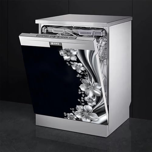 Image of BVBOX Dishwasher Magnet Cover 23 inchx26 inch, Reusable Magnetic Refrigerator Covers, Decorative Magnets Cover Fridge Door Skin Panel Stickers for Home Kitchen Appliance (Floral Relief, 23 inchx26 inch)