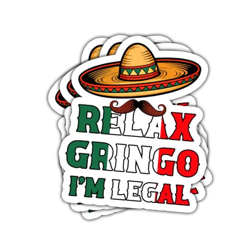 Image of 3Pcs Relax Gringo Im Legal Sticker, Relax Gringo I'm Legal Sticker for Car, Relax Gringo Calcomanias De Mexico Funny Immigrant Calcomanias Mexico Mexican Cactus Stickers for Truck Car Helmet (N3)