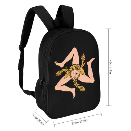 Sicilian Flag 17 Inch Backpack Classic Travel Daypack with Adjustable Shoulder Straps for Men Women2