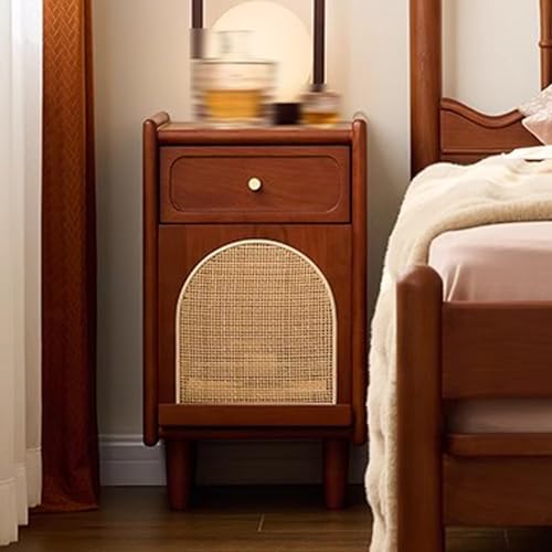 Nachttische Retro-Rattan mit Klapptür, Seitenschrank mit großem...