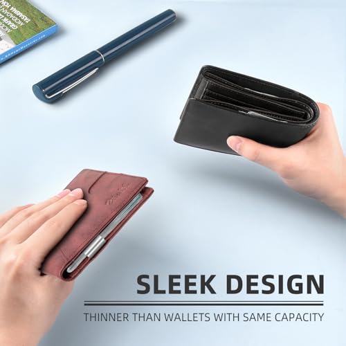 Image of Zitahli Slim Wallet for Men,RFID Blocking Leather Bifold with Money Clip | Minimalist Front Pocket Design, Holds 12 Cards, RFID Protection, Gifts for Men on Birthdays, Father's Day, and Christmas