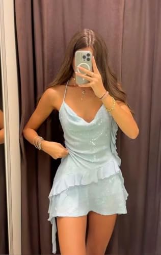 Glitter Sequins Homecoming Dress for Teens Ruffles Short Prom Dress Sequins Short Graduation Party Gown ZX1572