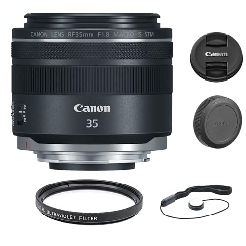 Image of Canon RF 35mm f /1.8 Macro is STM Lens with UV Filter & Lens Cap Keeper (3 Items)