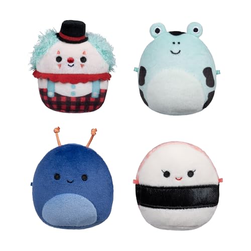 Squishmallows Micromallows Original Plush 4-Pack - Solenn Sushi, Preeti Slug, Ukee Clown a