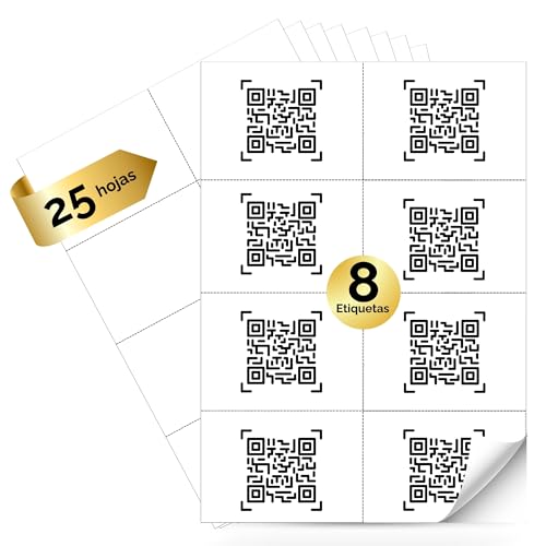MARCPRINT 210 x 297 mm, papel autocolante para imprimir A4 folhas, papel autocolante para imprimir etiqueta por folha (25 folhas, 8 etiquetas/folha)