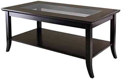 Ergode Genoa - Mesa auxiliar rectangular  Diseño elegante con inserto de vidrio y estante  40 pulgadas de ancho x 22.28 pulgadas de profundidad x 18