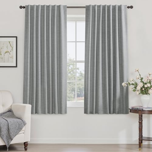 UHITECH Grey Blackout Curtains 63 Inches Length 2 Panels Set, 52" Wide
