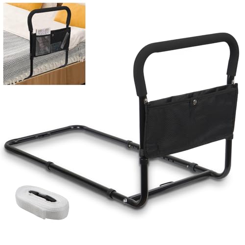 QILICZ Aide au redressement de lit, poignées pour personnes âgées et handicapées, poignée réglable en hauteur, barrière de protection de lit, protection contre les chutes, aide au relevage, protection