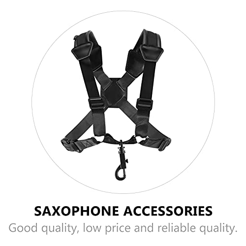 MUELODSIC 1Pc Black Double Shoulder Saxophone Strap for Tenor Sax Comfortable Neck Support Accessory for Alto and Baritone Saxophone Players
