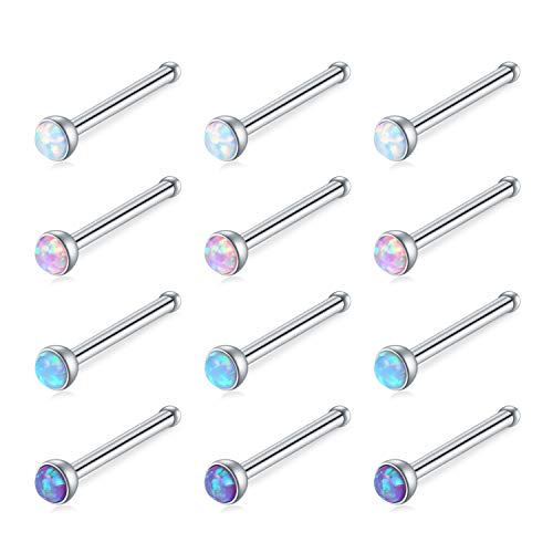 incaton Piercing Nez 20G (0,8mm) | Hypoallergénique Sans Nickel | Pour Piercing Frais ou Cicatrisé | Argent