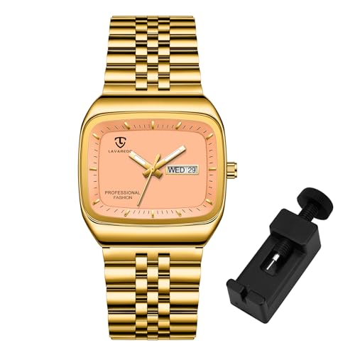 Image of Mens Watch, Luxury Casual Watches for Men, Waterproof Analog Quartz Watch - Men's Stainless Steel Watch with Stylish Rectangular Dial, Luminous Hands, Date & Day Display - Great Gift for Men