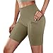 MNRIUOCII Damen Trainingstaschen Hohe Taille Yoga Running Bauchhose Control Shorts Yogahose Latex Catsuit L, kaki, S