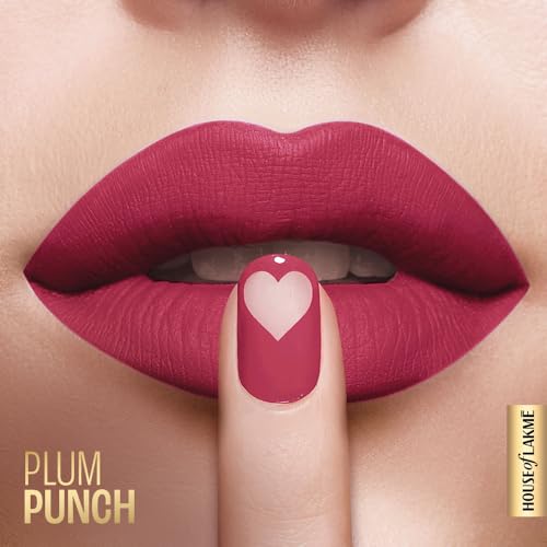 Image of Lakme Xtraordin-Airy Lip Mousse, Velvet Matte Finish, with air-light texture, enriched with cocoa butter for nourished & moisturised lips, Liquid Lipstick - Plum Punch (1.8g)