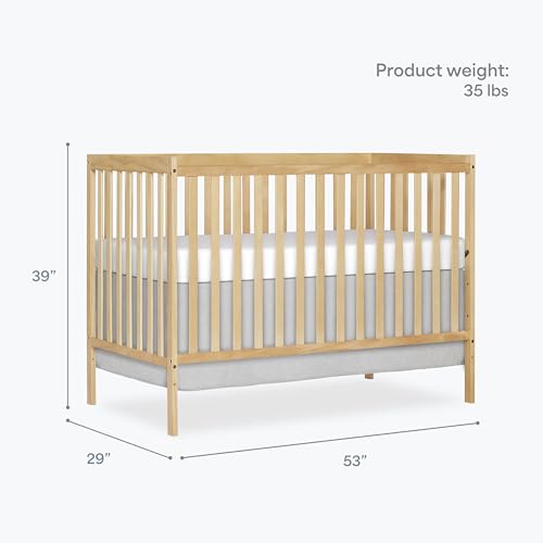 Image of Dream On Me Synergy 5-in-1 Crib, Toddler Bed in Natural | BSA Verified, ASTM & CPSC Tested, 3-Position Mattress Support, Converts to Toddler, Day and Full Size Bed, 50 Lb, Natural
