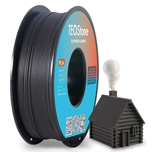 TEQStone Holz Filament PLA 1,75mm Schwarz 1Kg Spule (Ebenholz Farbeton), 15% Echte Holzfaser-Einlage, Durchmesser +/-0,02mm 3D Drucker Filament in Vakuumverpackung