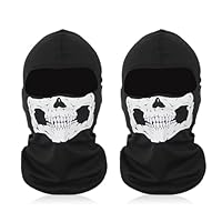 2Stück Ghost Maske,Skelett Mask Motorrad Sturmhaube Skull Gesichtsmaske Totenkopf Balaclava Halloween Vollgesichtsmaske Herren Schädel Face Skimaske Set Sommer Atmungsaktiv Skelettmaske,für Winddichte