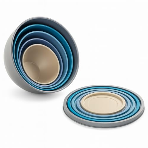 BROTHER'S PLASTIC 10-Piece Non-Slip Nesting Mixing Bowl Set with Lids for Kitchen Meal Prep, Food Storage and Baking, Durable Plastic Bowls with Secure-Fit Covers