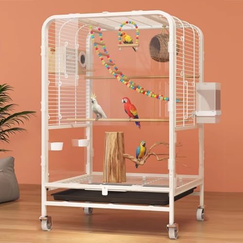 Jaula grande para pájaros de interior con ruedas y soporte de percha para loros y cacatúas