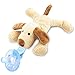 Zooawa Attache-Tétine en Silicone, Sucette avec Peluche d'Animal Amovible, Souple et Mignon, Jouet Sain et Amusant pour Bébé, Nouveau Né - Chien