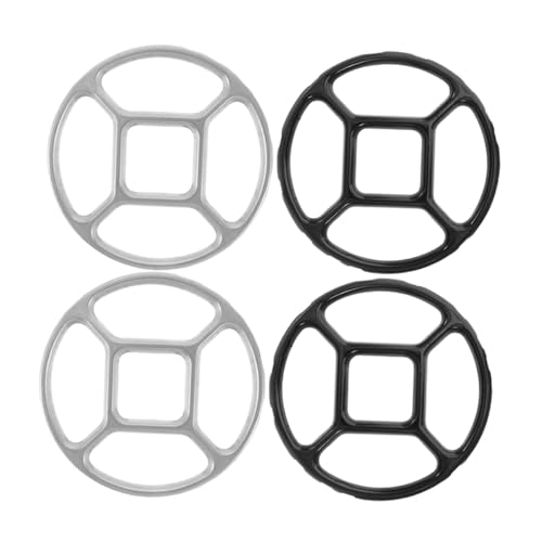 IWOWHERO 4 piezas Soporte para Wok de Aleación Resistente Anillos Reductores Antideslizantes para Cocina de Gas Acabado Esmalte Negro y Galvanizado Plateado Base Estable para Ollas