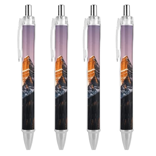 FodPand Rocky Mountains Ballpoint Pens Black Medium Point 0.55mm Ball Point Pen Retractable Office Pens with Super Soft Grip Writing Ink Pen for Men Women 4 PCS