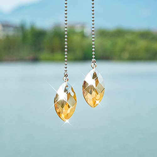 Image of 2 PCS Crystal Champagne Prism Drop Ceiling Fan Pull Chain Extender Decorative Switch