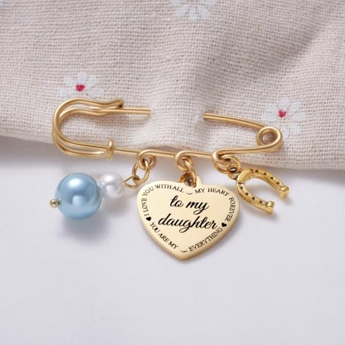 Image of MIXJOY Something Blue Gift for Bride, Wedding Day Bridal Blue Pearl Angel Wings Bouquet Garter Charm for Bride to Be