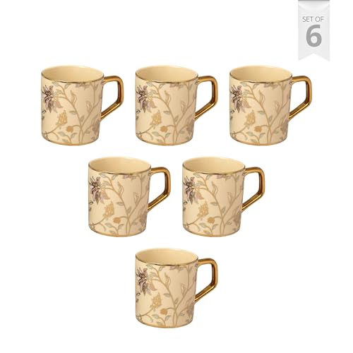 Image of Clay Craft Fine Ceramic Director Coffee Mug Set of 6-215 Ml Each, Mugs for Coffee, Cups Set, Ideal for Gifting, Perfect for Home & Office, Elegant Ceramic Tea Cup Set (PBE603)