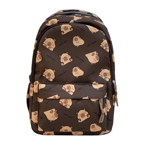 Sac d'école mignon pour adolescents grande capacité, modèle marron en taille unique