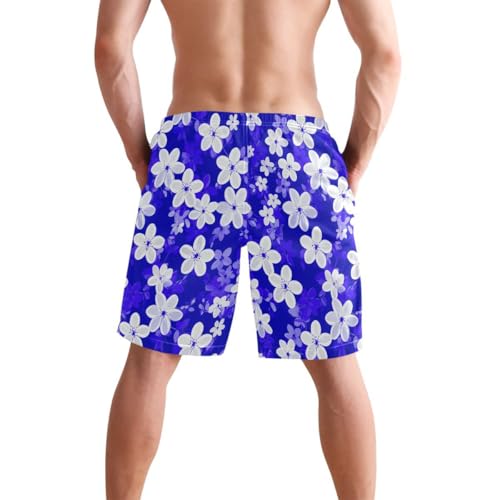Flowers Floral Blue Mens Swim Trunks Quick Dry Beach Shorts with Pocket S 23029123