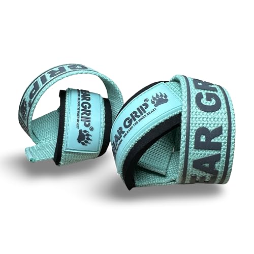 BEAR GRIP Straps, Premium Neoprene padded Heavy Duty double stitched weight lifting gym straps, Gel grip, 100% cotton - Image 2