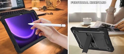 Image of WHITBULL Rugged Shockproof Heavy Duty Back Case Cover Compatible with Samsung Galaxy Tab S10 FE Plus / S10 FE+ (13.1 inch) with S Pen Holder, Black
