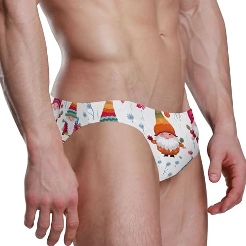 Christmas Gnome Dwarfs Swim Briefs for Men Swimsuit Bikini Swimwear S B04000123
