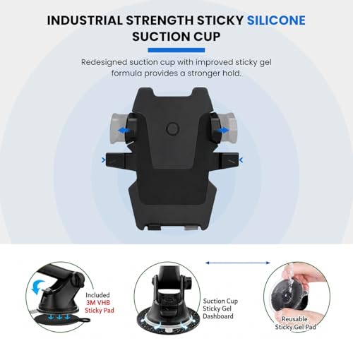 Image of Long Neck Car Mobile Phone Holder | 360 Rotatable Phone Mount with Strong Suction Cup | Adjustable Windshield & Dashboard Stand for All Smartphones (Black)
